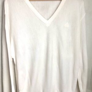 Izod Lacoste V- neck Large White Pull Over Sweater